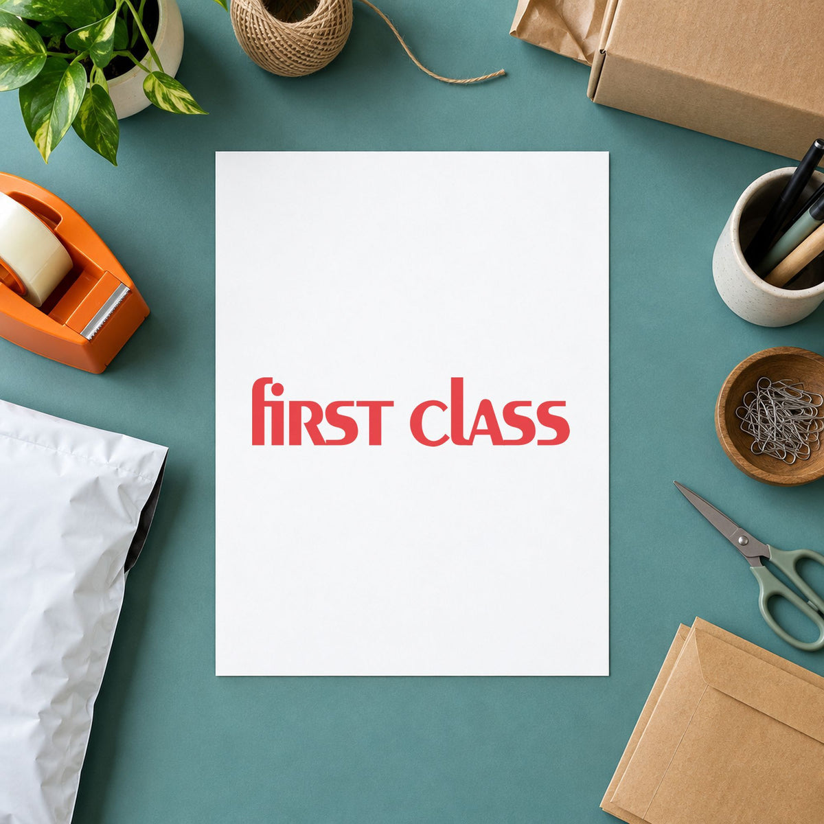 "First class" stamp mark in everyday office use, Xstamper 1332