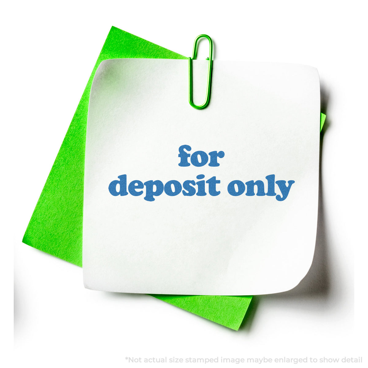 "For deposit only" stamp impression on light paper stock, For Deposit Only Banking Stamp – Bold Blue Pre-Inked Xstamper