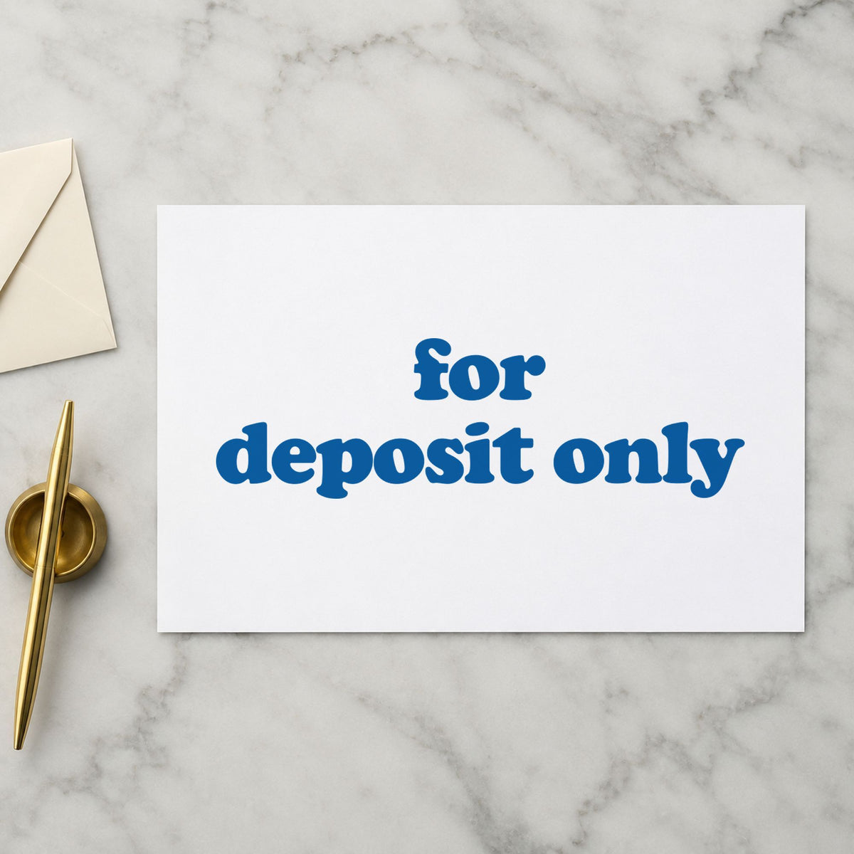 "For deposit only" stamp mark in everyday office use, Xstamper 1333