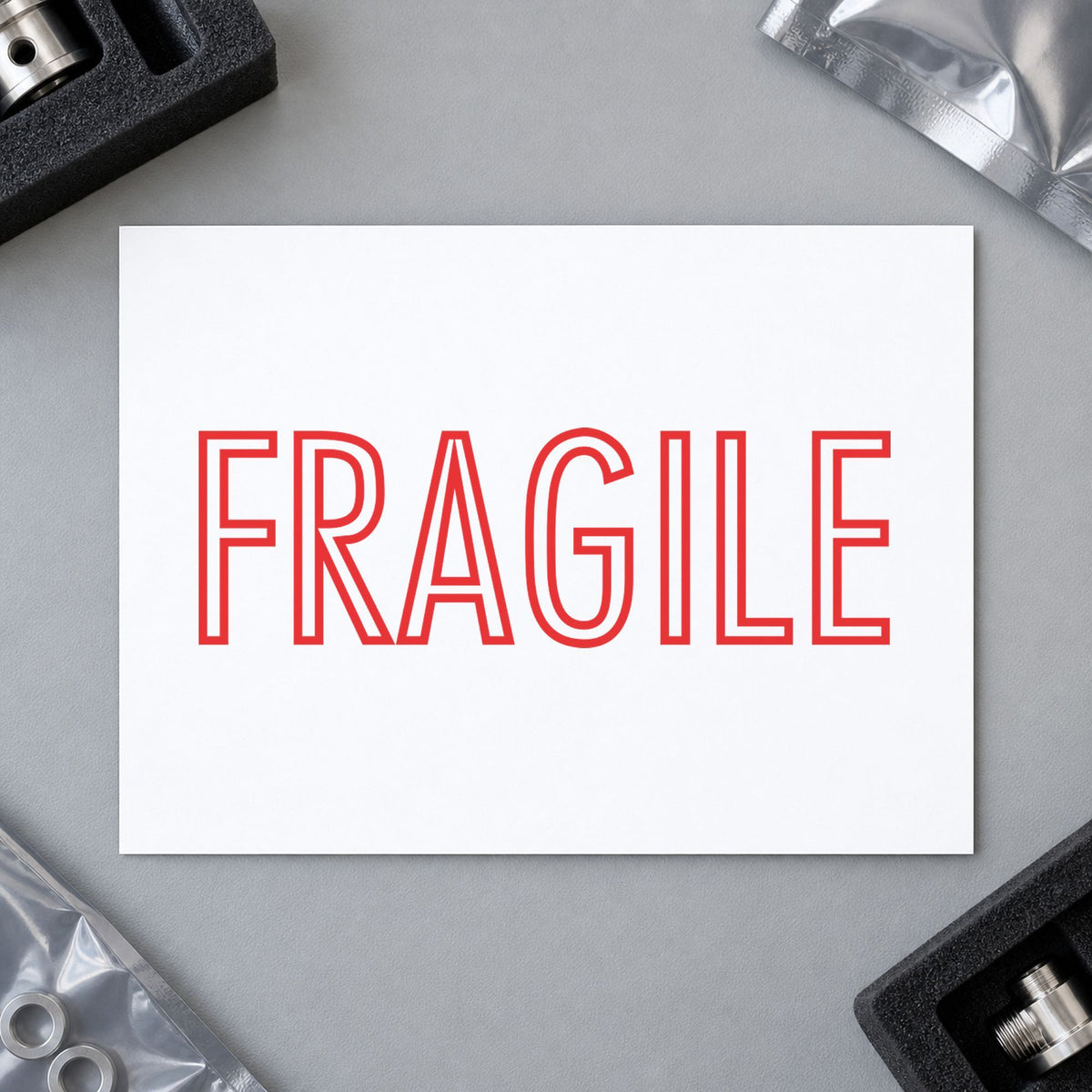 "Fragile" mark added to paperwork with a pre-inked Xstamper stamp