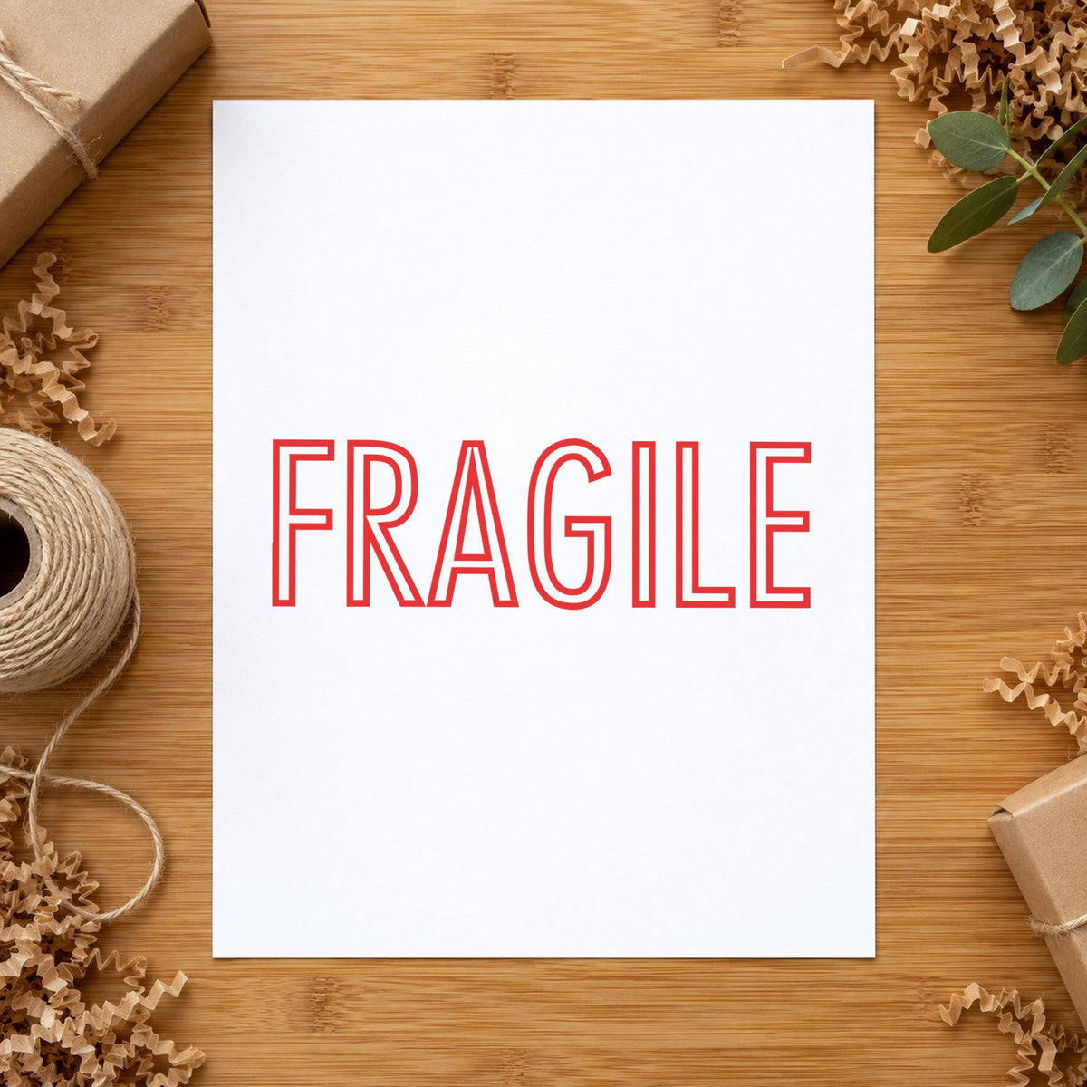 "Fragile" impression shown close up, rectangular imprint at 1-5/8 x 1/2 in