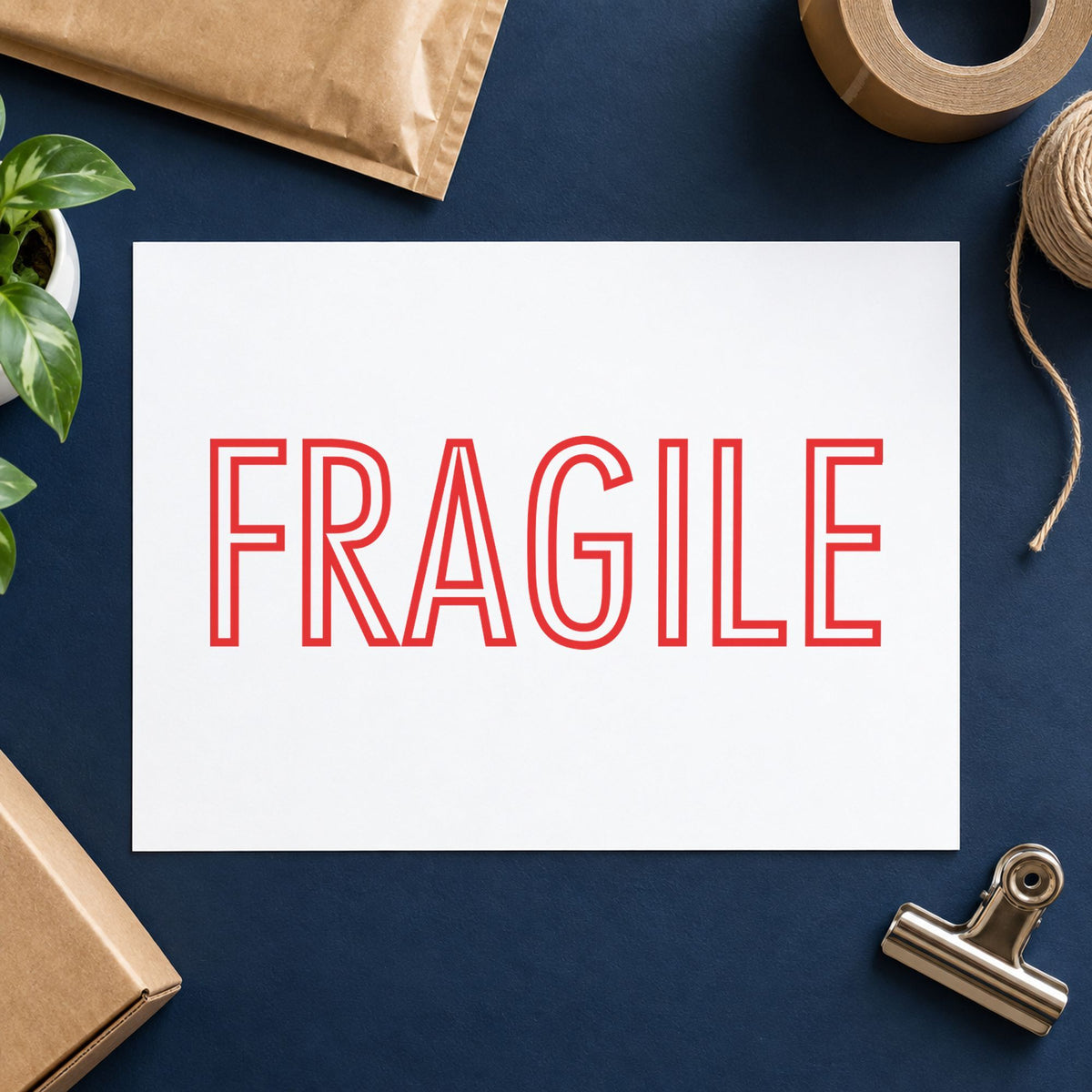 Marking a page "Fragile" with the Xstamper Fragile Mailing Stamp – Red Pre-Inked