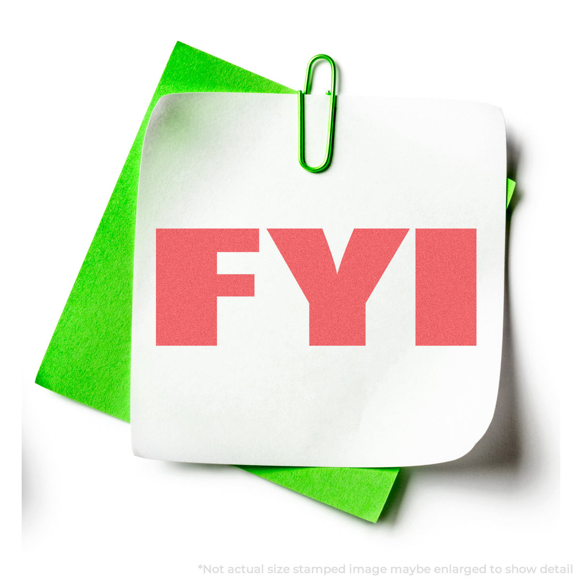 "FYI" stamp impression on light paper stock, FYI Stamp – Bold Red Pre-Inked Xstamper