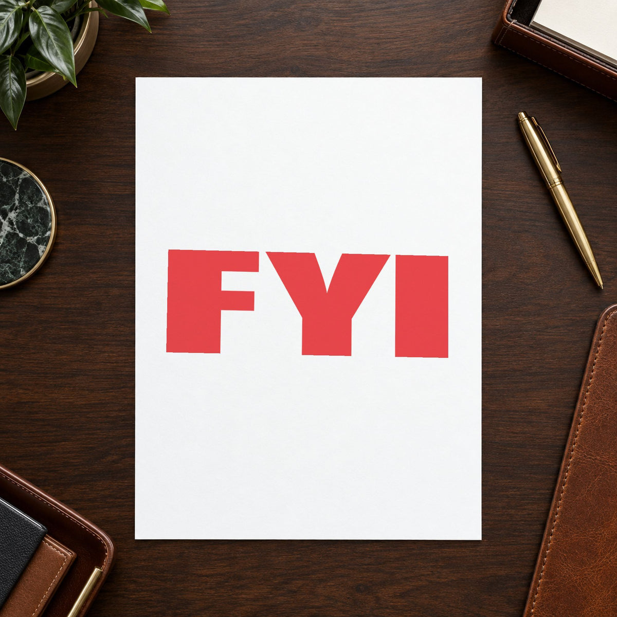 FYI Stamp – Bold Red Pre-Inked Xstamper leaving a clean "FYI" impression