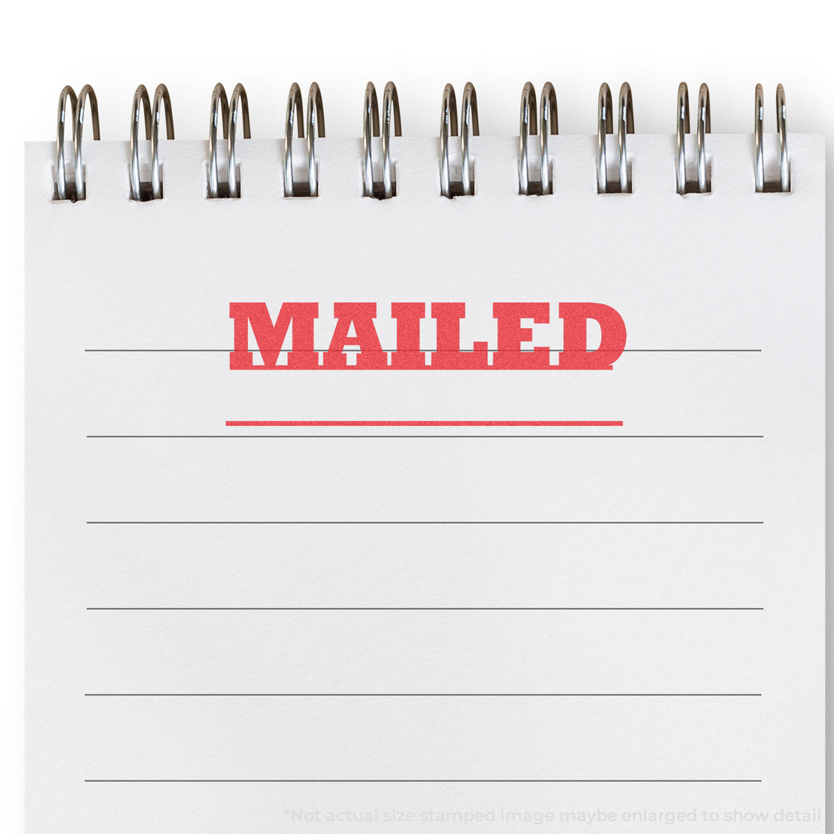 "Mailed" mark stamped for document handling, Xstamper 1218 stamp