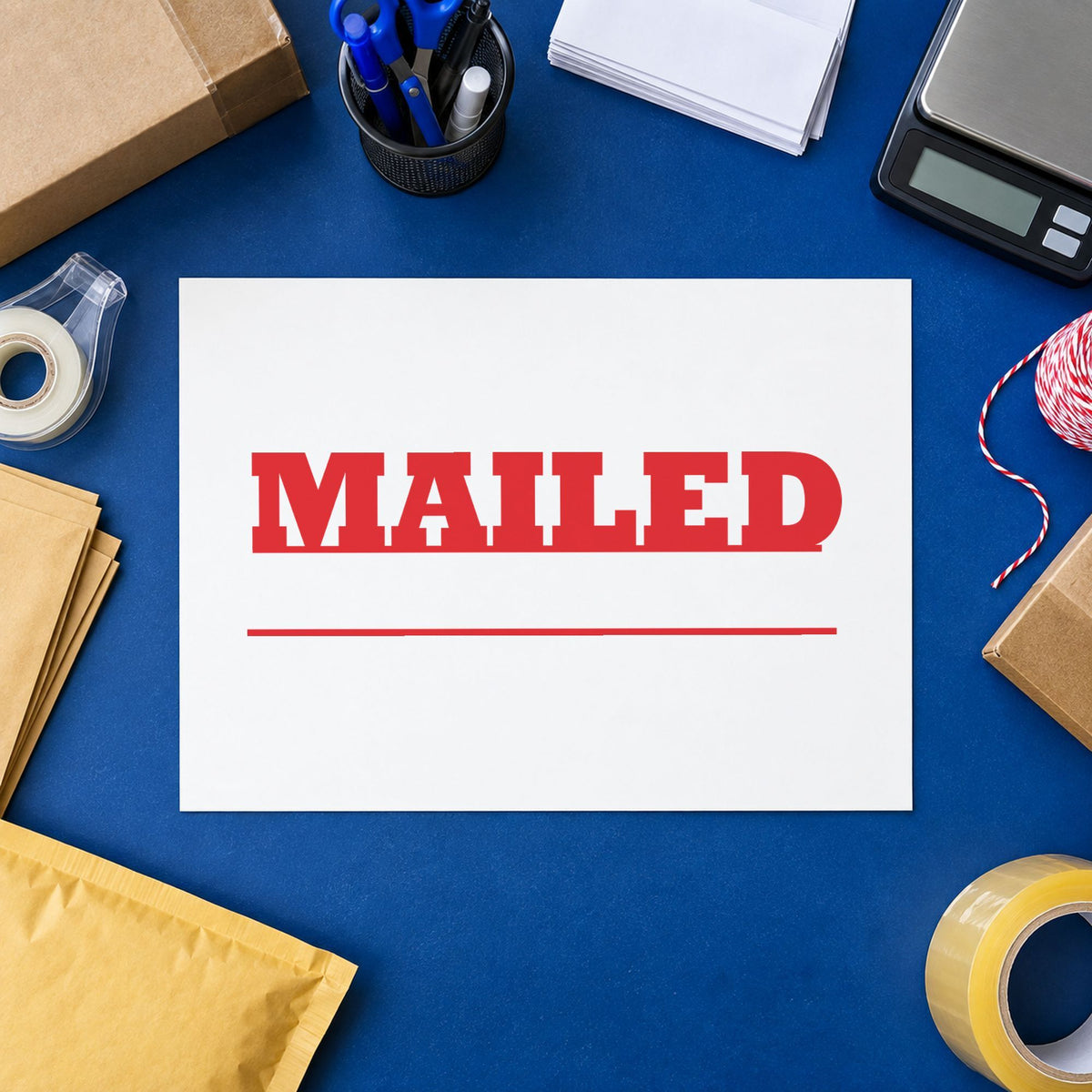 Mailed Stamp For Mail Processing leaving a clean "Mailed" impression