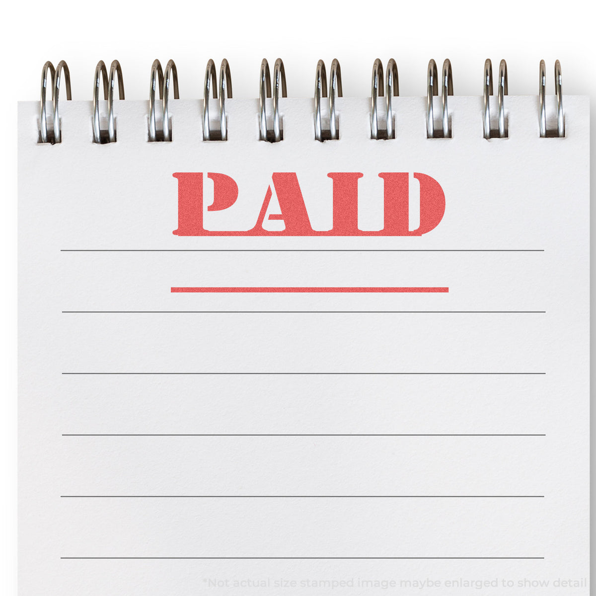 "Paid" mark stamped for document handling, Xstamper 1221 stamp