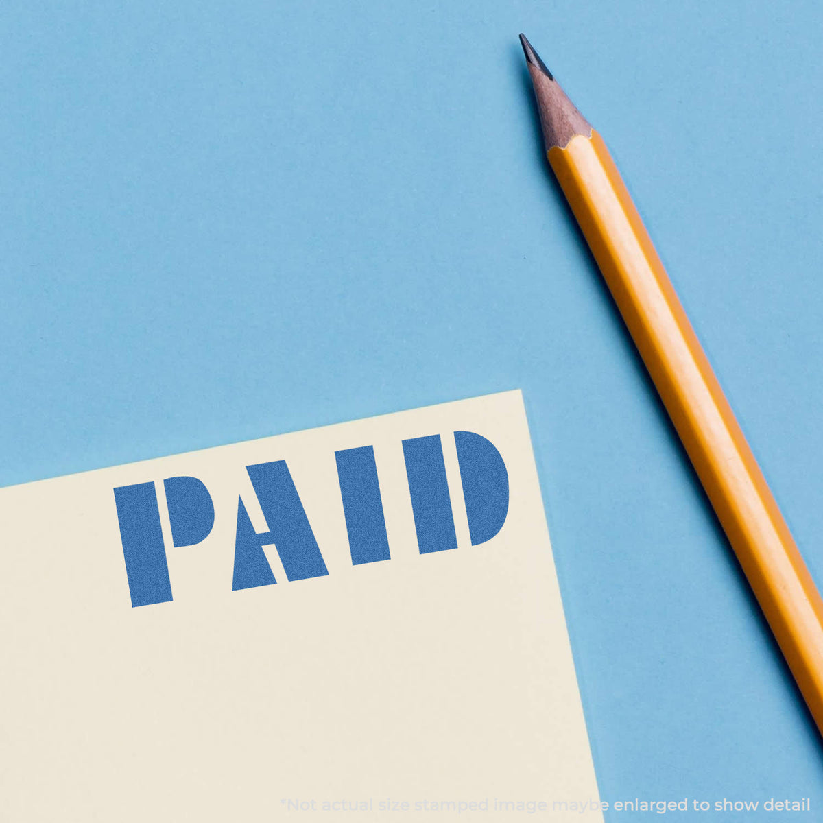"Paid" imprint used to flag items for handling, Paid Stamp – Blue Pre-Inked Xstamper