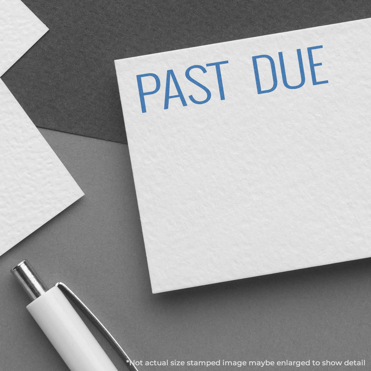 "Past due" imprint used to flag items for handling, Past Due Billing Stamp – Blue Pre-Inked Xstamper