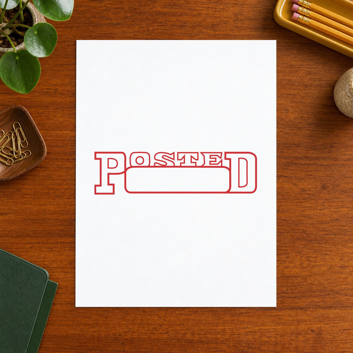 "Date posted" stamp mark in everyday office use, Xstamper 1211