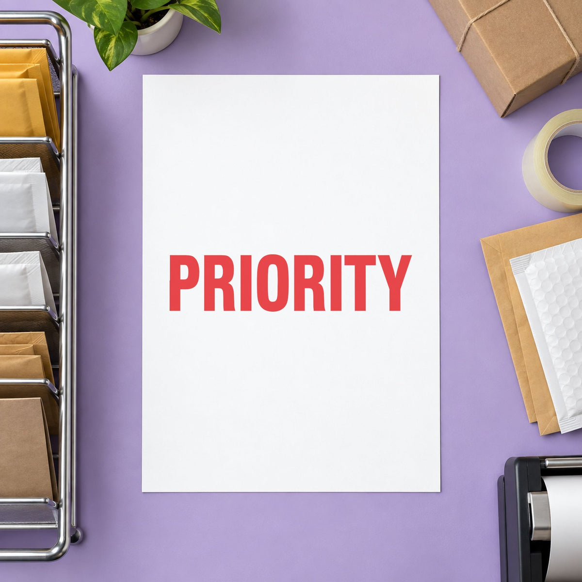"Priority" imprint stamped on a document with the Priority Stamp For Priority Handling