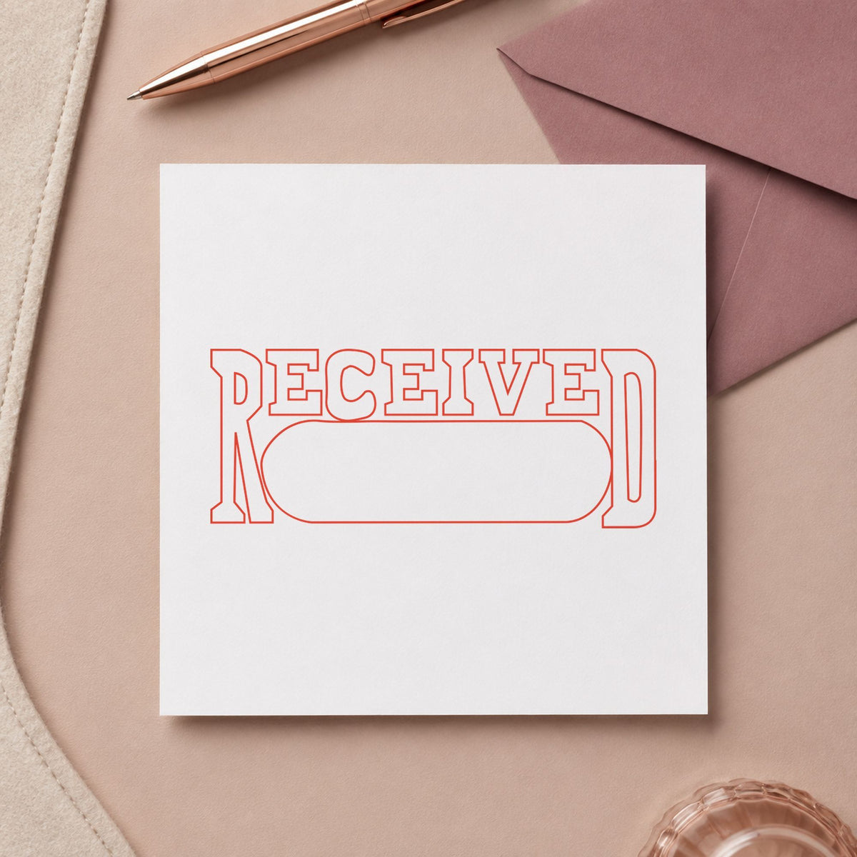 "Date received" imprint from fixed stock wording, no customization needed