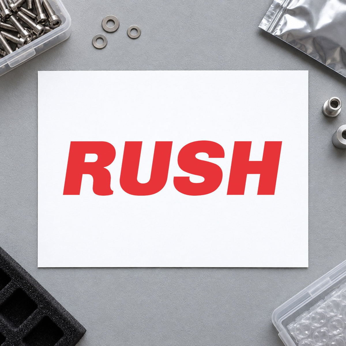 Crisp "Rush" imprint produced by the Bold Red Rush Stamp
