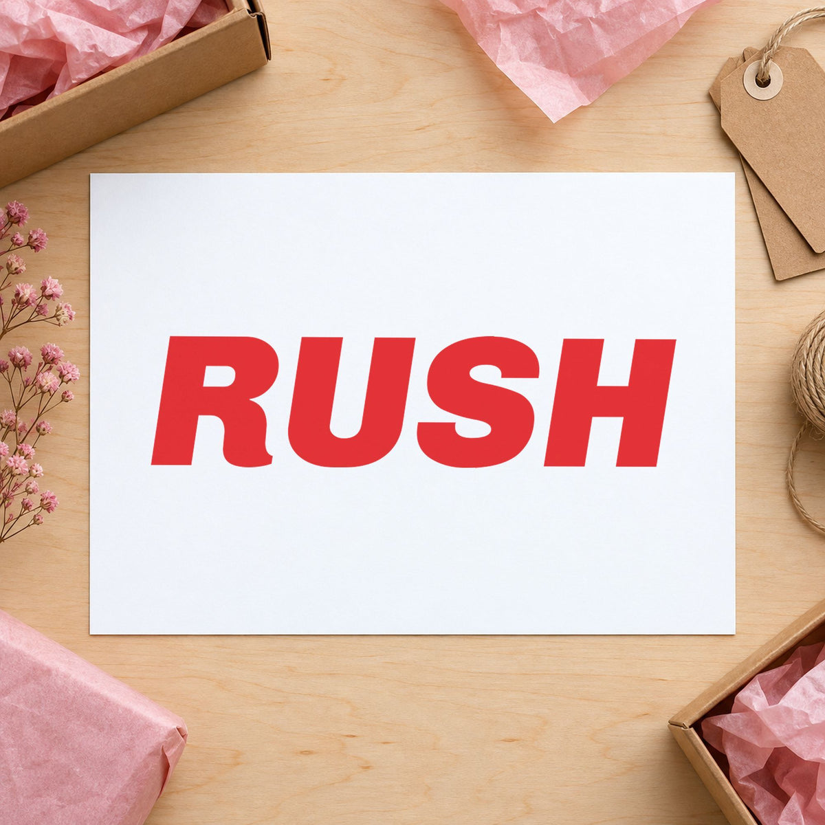 "Rush" stamp mark in everyday office use, Xstamper 1334