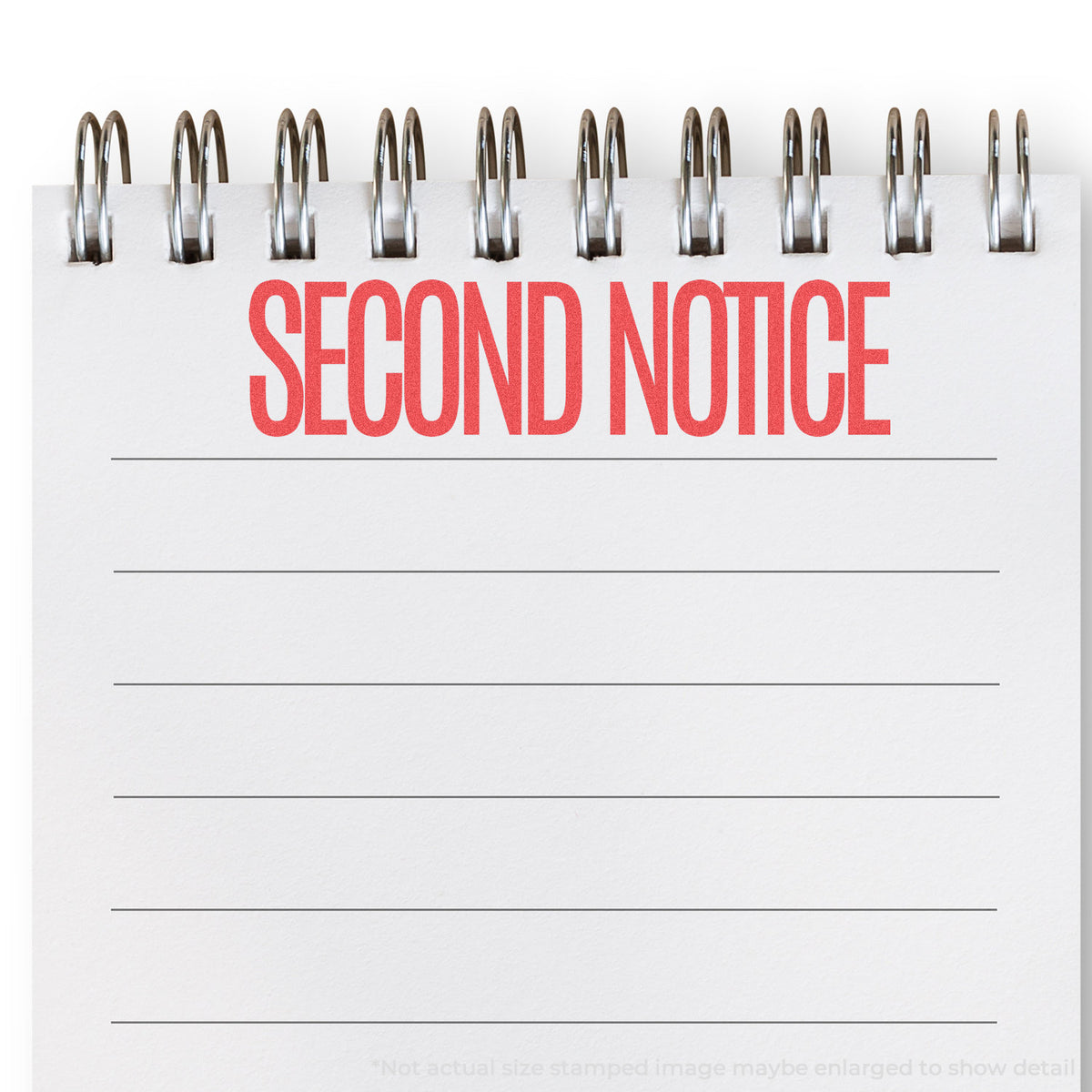 "Second notice" mark stamped for document handling, Xstamper 1012 stamp