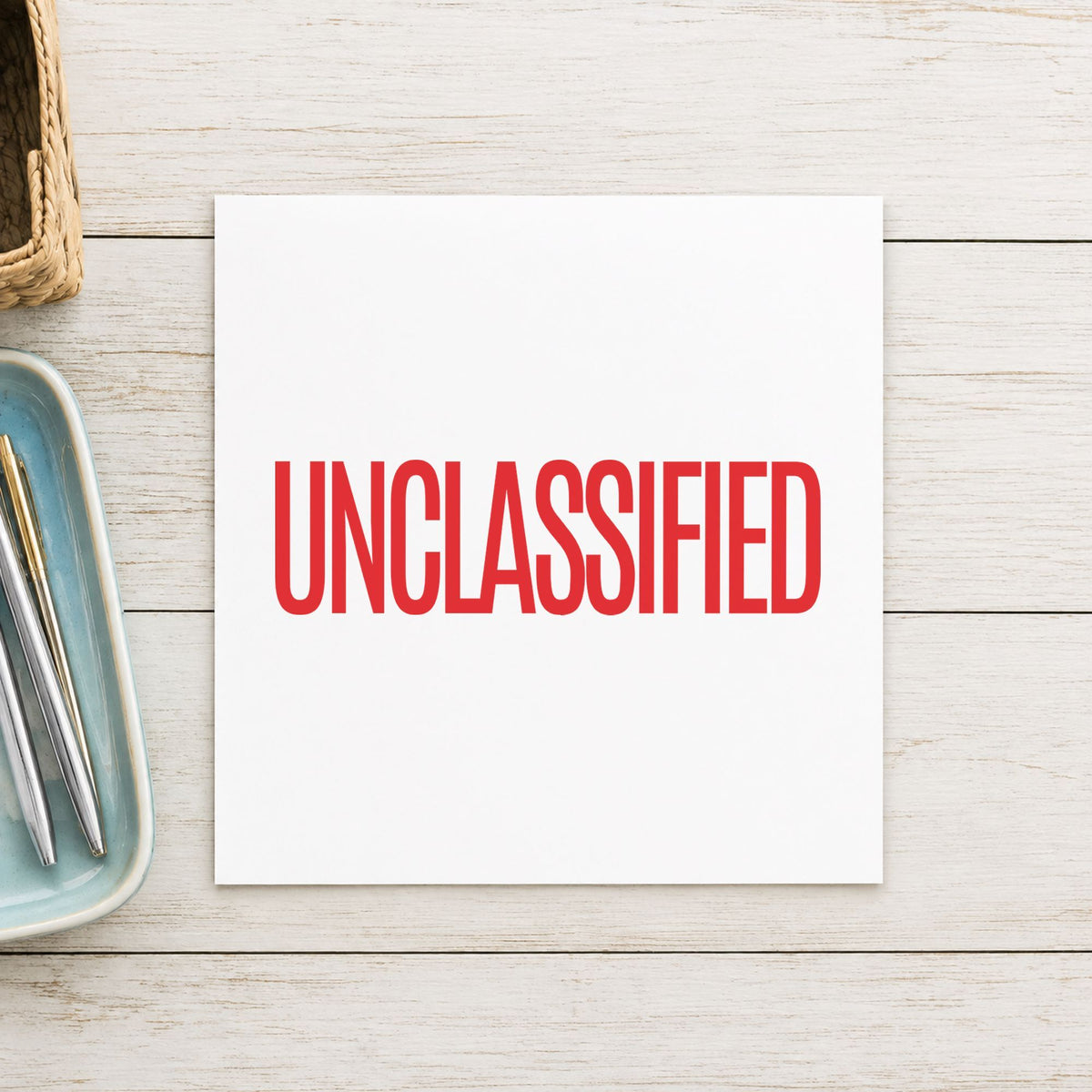 "Unclassified" stamp impression made with pre-inked Xstamper 1042