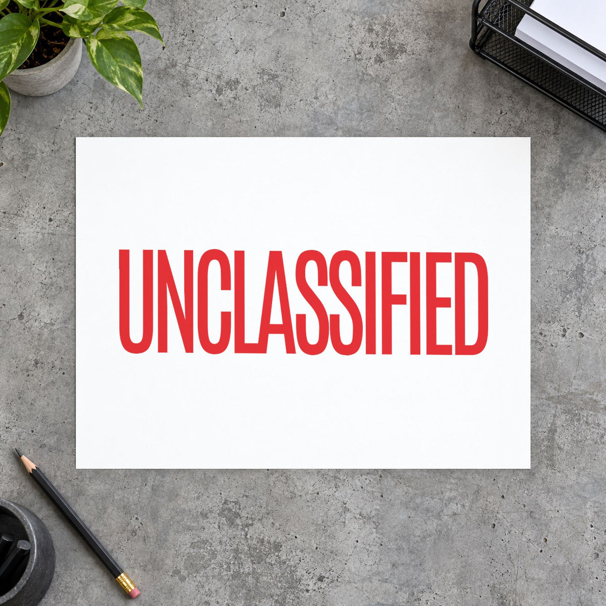 "Unclassified" imprint at 1-5/8 x 1/2 in, no separate ink pad required