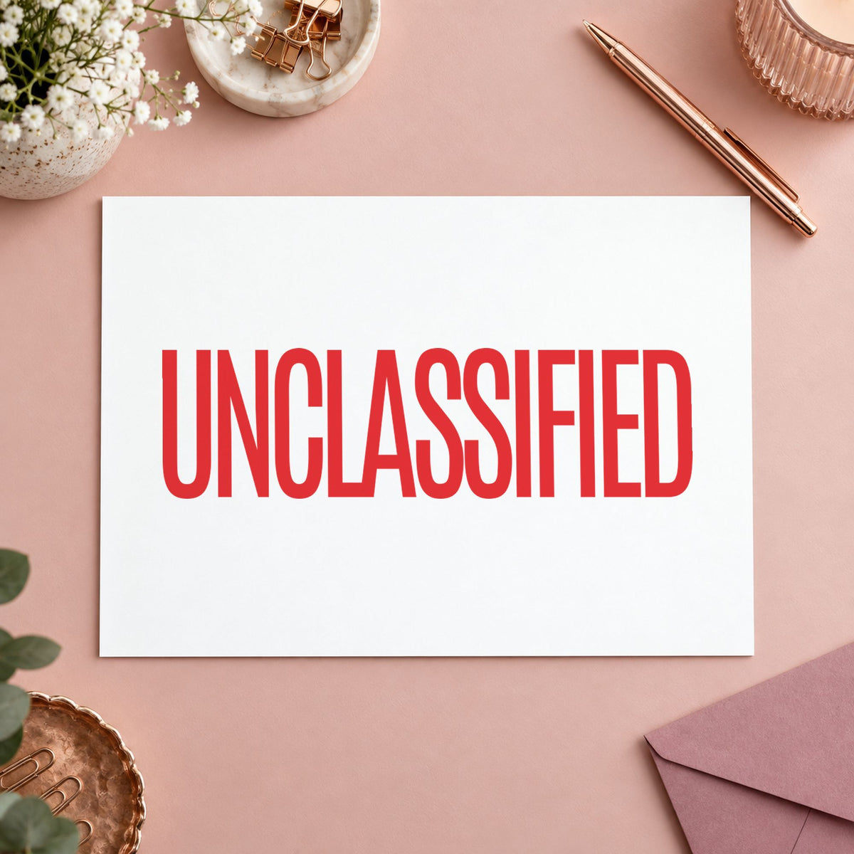 Unclassified Document Stamp leaving a clean "Unclassified" impression