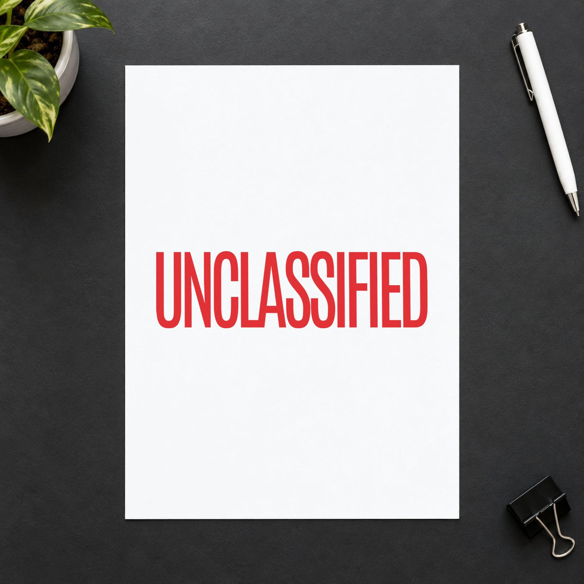 "Unclassified" stamp mark in everyday office use, Xstamper 1042