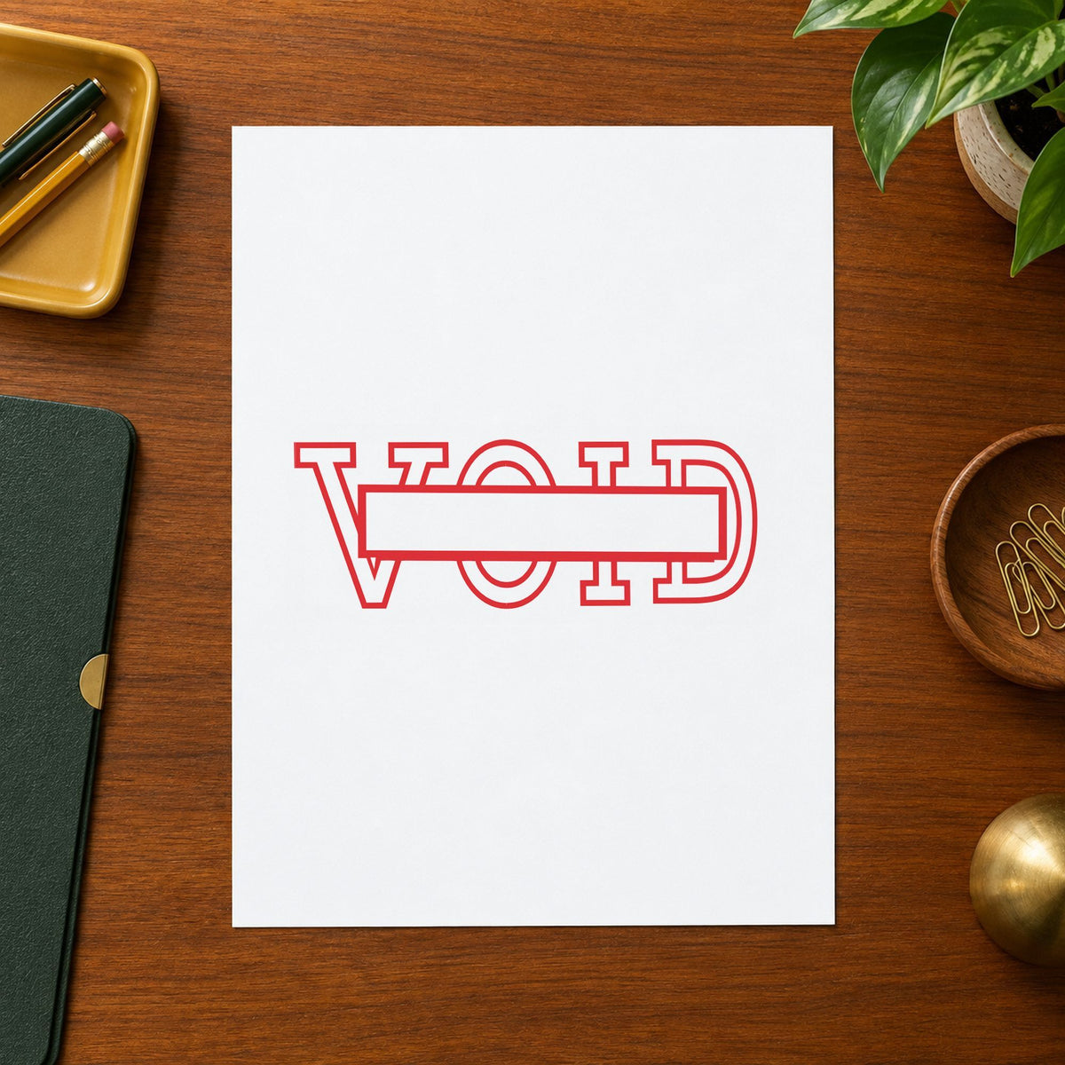 "Date void" imprint from fixed stock wording, no customization needed