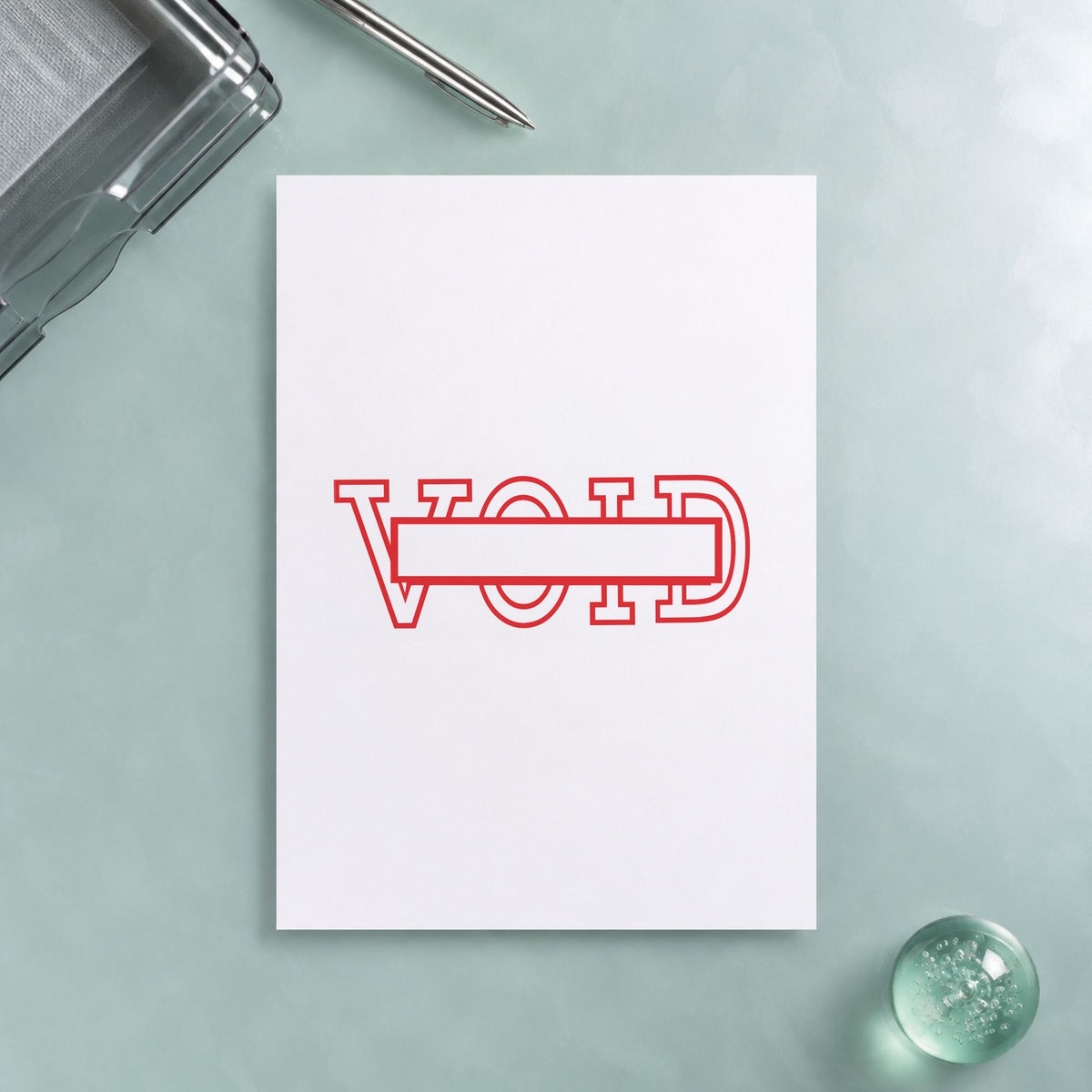 Crisp "Date void" imprint produced by the Date Void Text Stamp