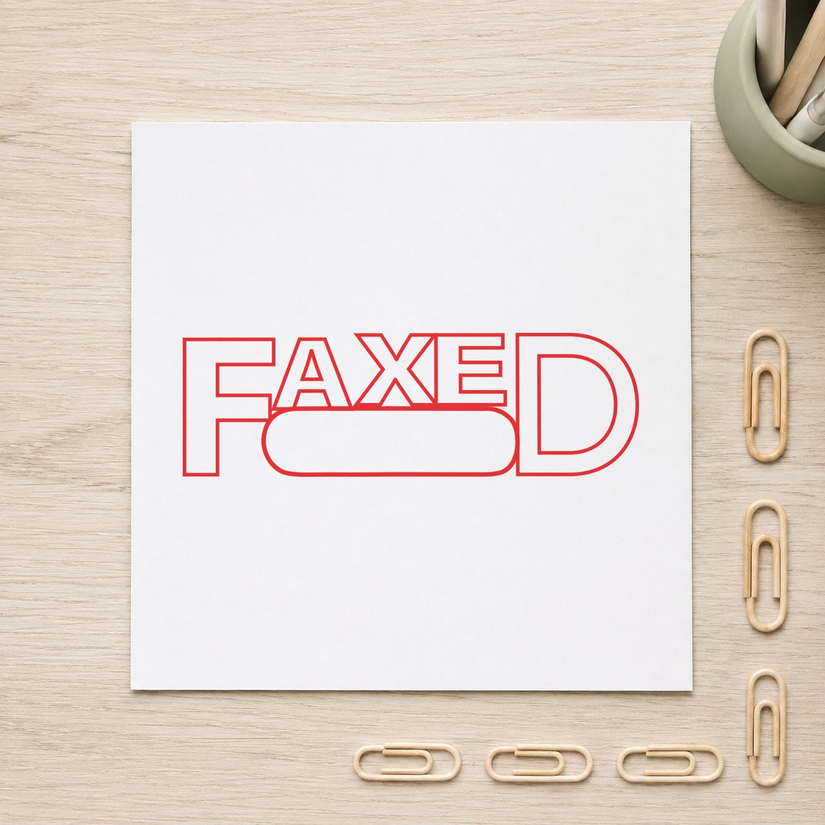 "Date faxed" mark added to paperwork with a pre-inked Xstamper stamp