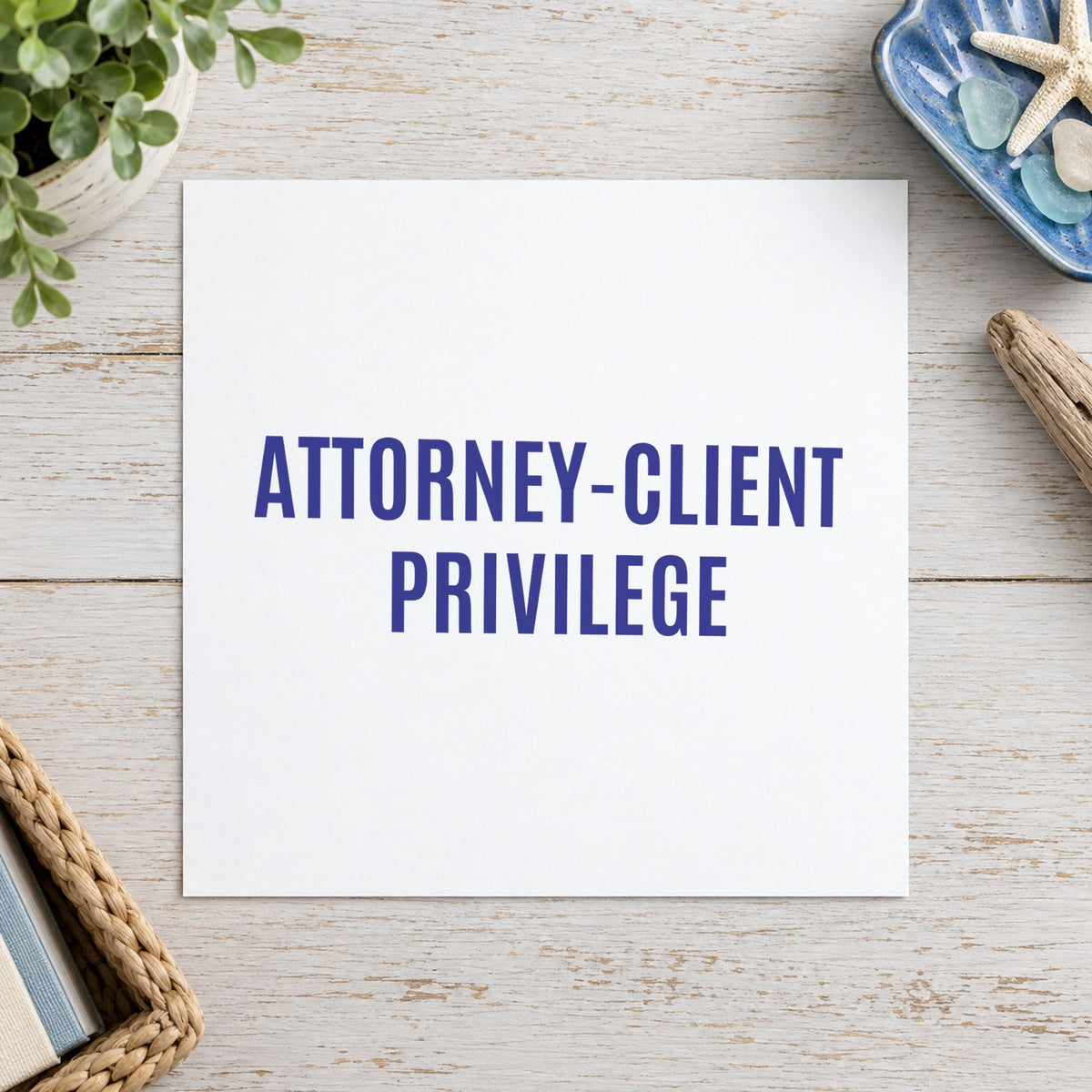 "Attorney-client privilege" imprint at 1-5/8 x 1/2 in, no separate ink pad required