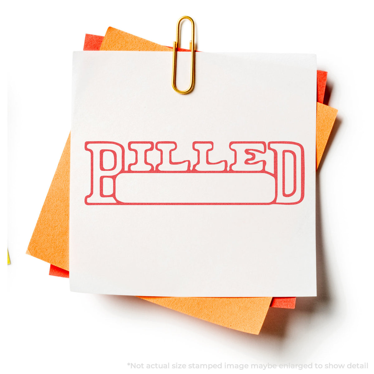 "Billed" stamp impression on light paper stock, Xstamper Billed Invoice Stamp