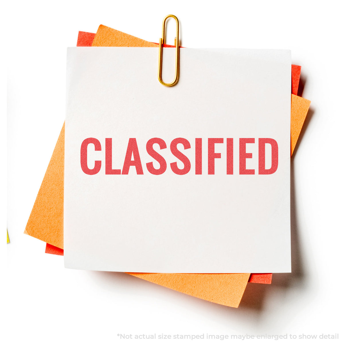 "Classified" stamp impression on light paper stock, Classified Document Stamp