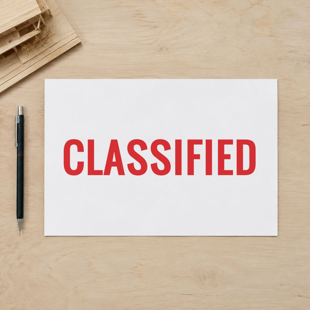 Classified Document Stamp leaving a clean "Classified" impression
