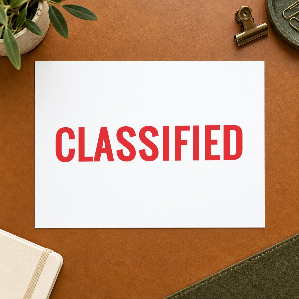 "Classified" stamp mark in everyday office use, Xstamper 1588