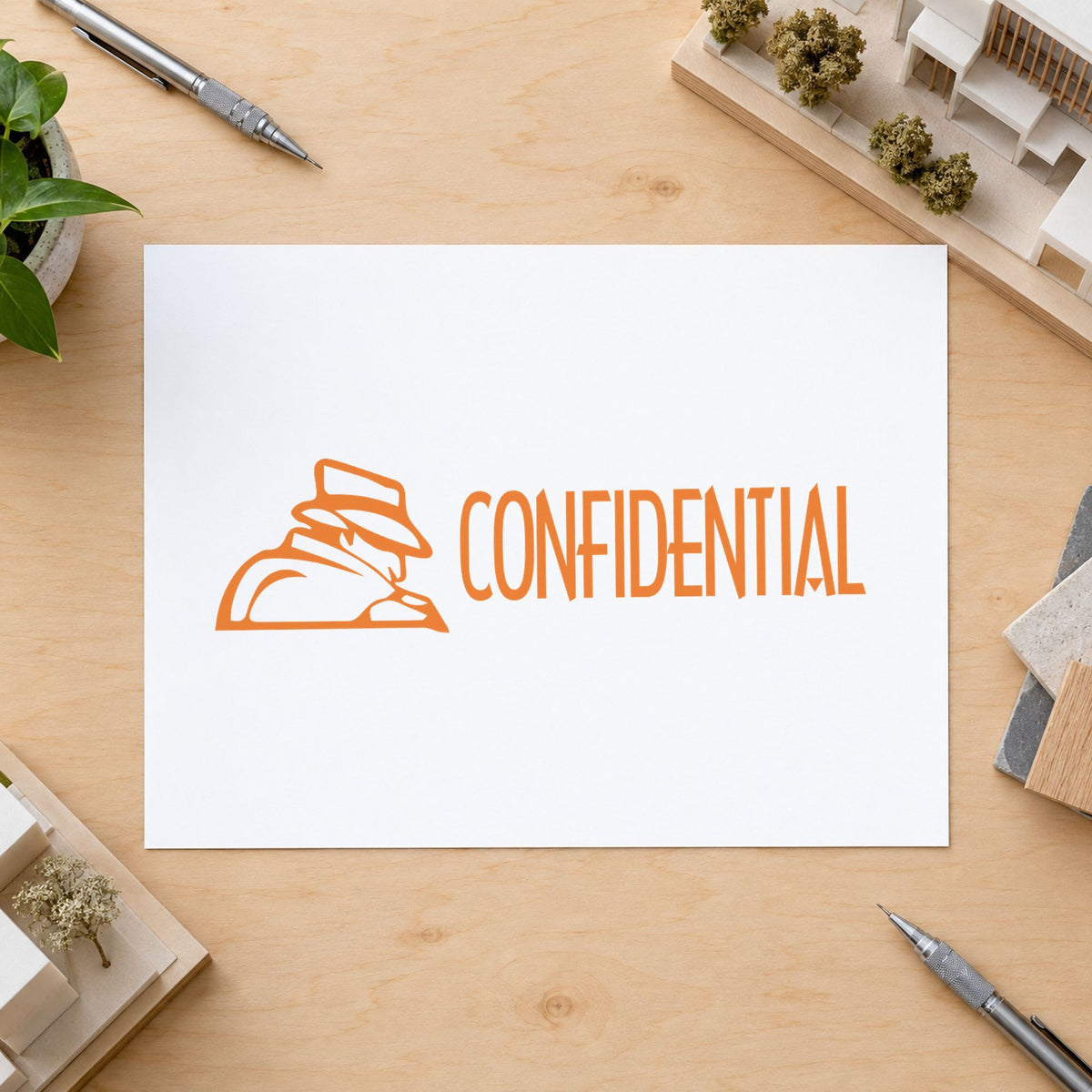 "Confidential" impression shown close up, rectangular imprint at 1/2 x 1-5/8 in