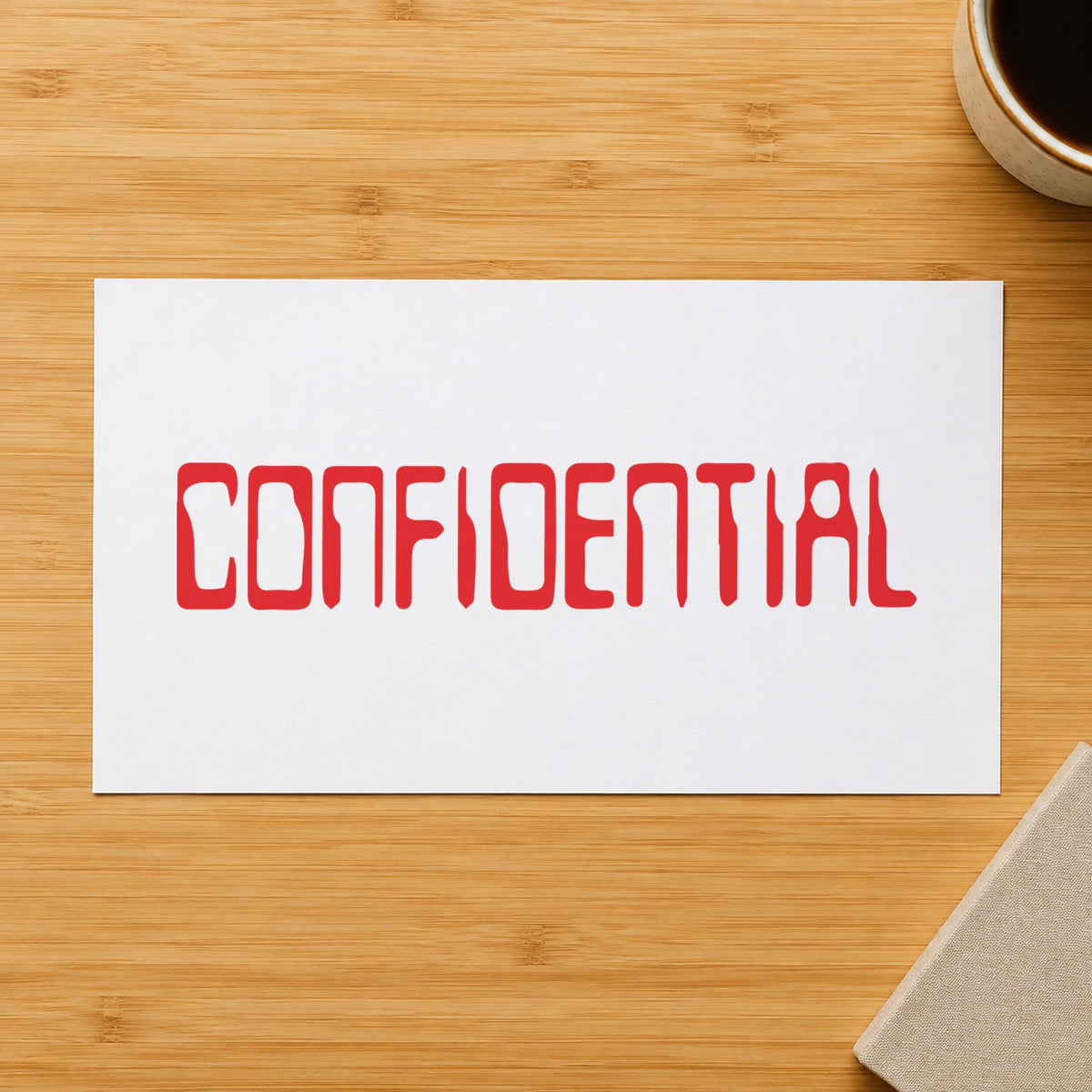 "Confidential" imprint stamped on a document with the Confidential Document Stamp – Barcode Style Pre-Inked Xstamper
