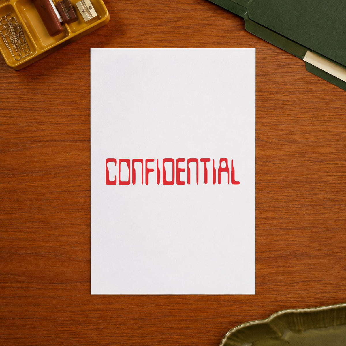 "Confidential" imprint from fixed stock wording, no customization needed