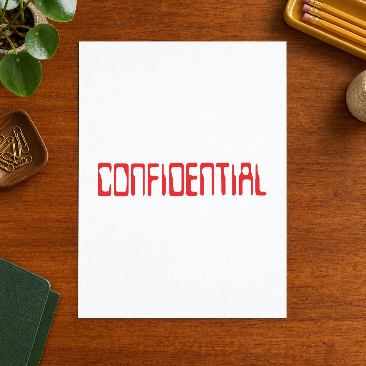 Marking a page "Confidential" with the Confidential Document Stamp – Barcode Style Pre-Inked Xstamper