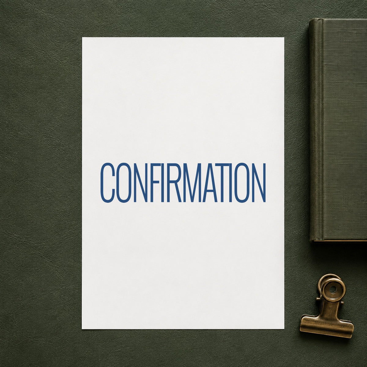"Confirmation" imprint from fixed stock wording, no customization needed