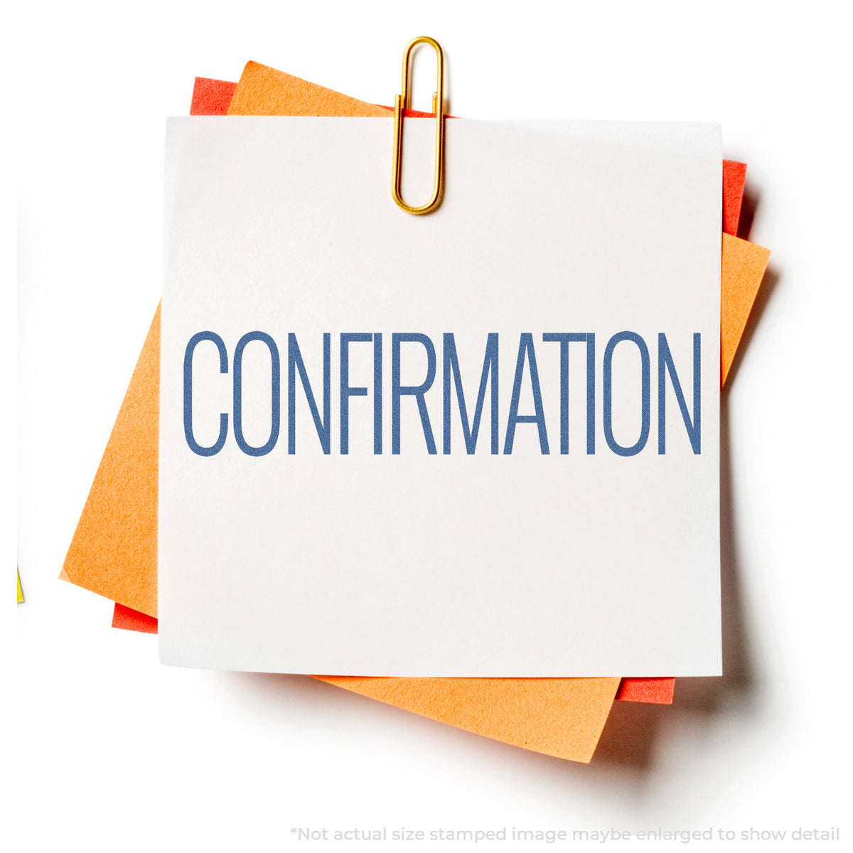 "Confirmation" stamp impression on light paper stock, Confirmation Stamp