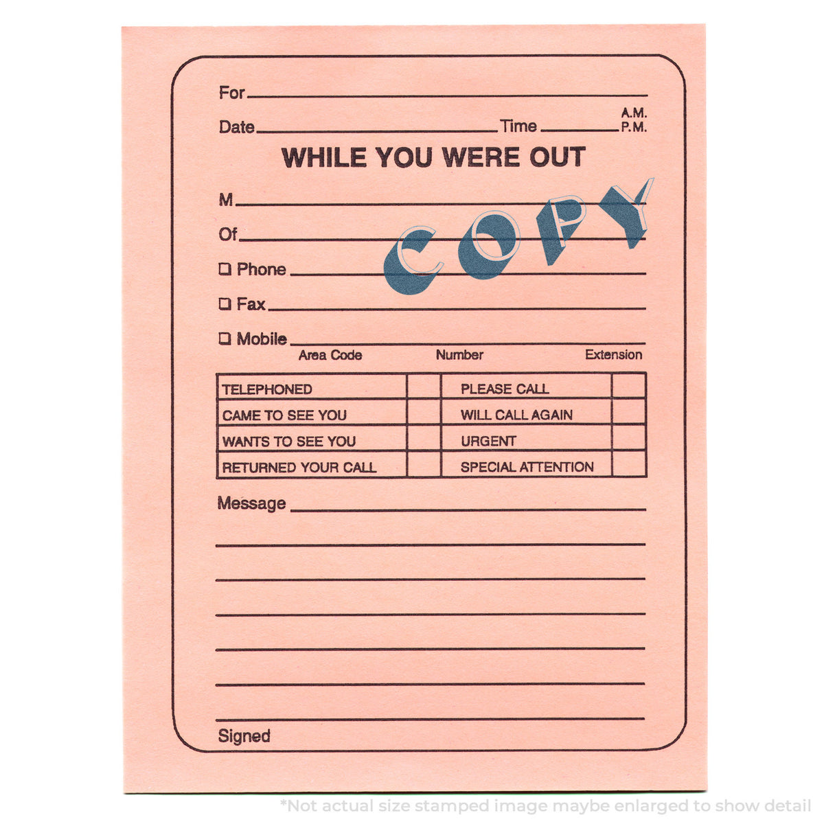 "Copy" mark stamped for document handling, Xstamper 1336 stamp