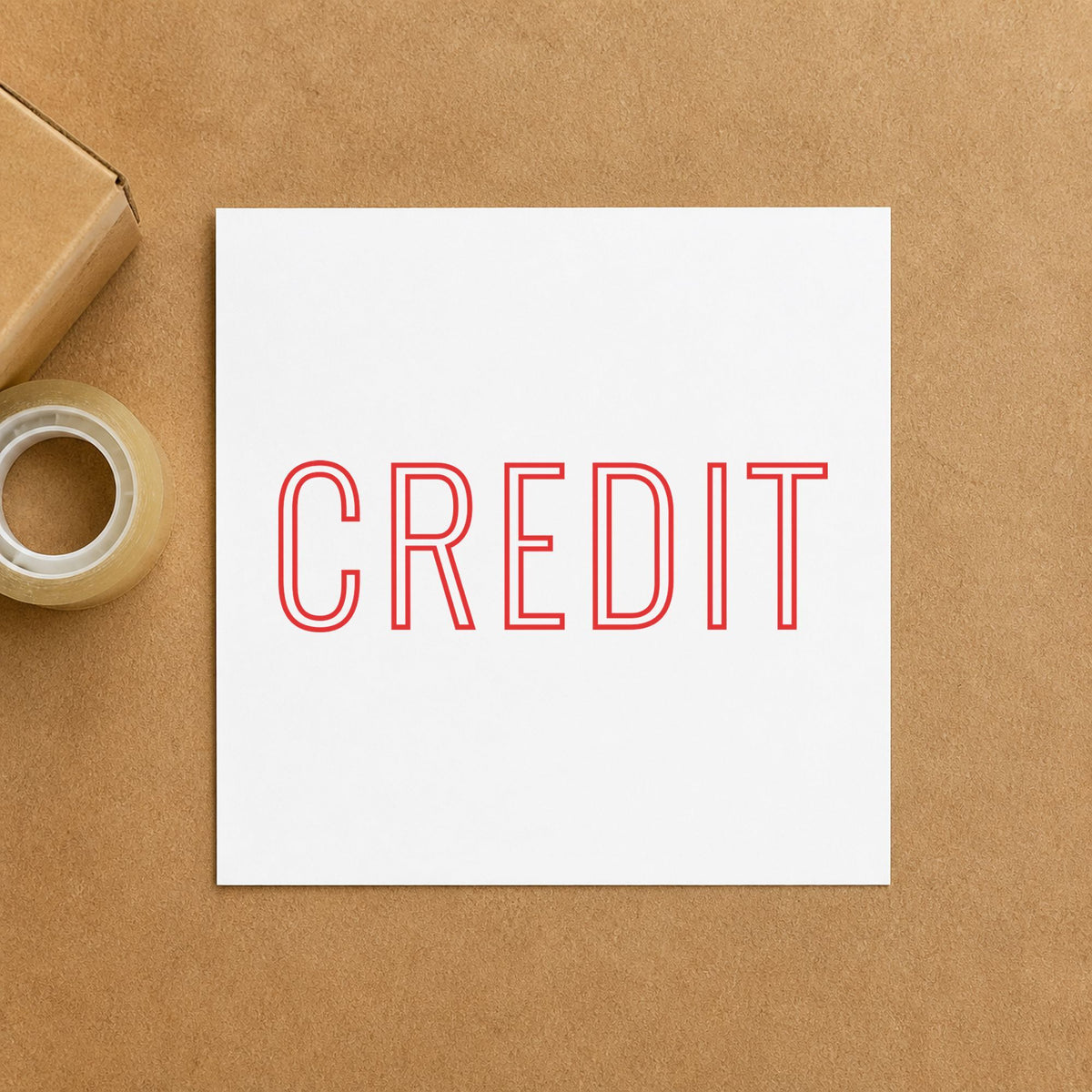 "Credit" imprint stamped on a document with the Xstamper Credit Accounting Stamp