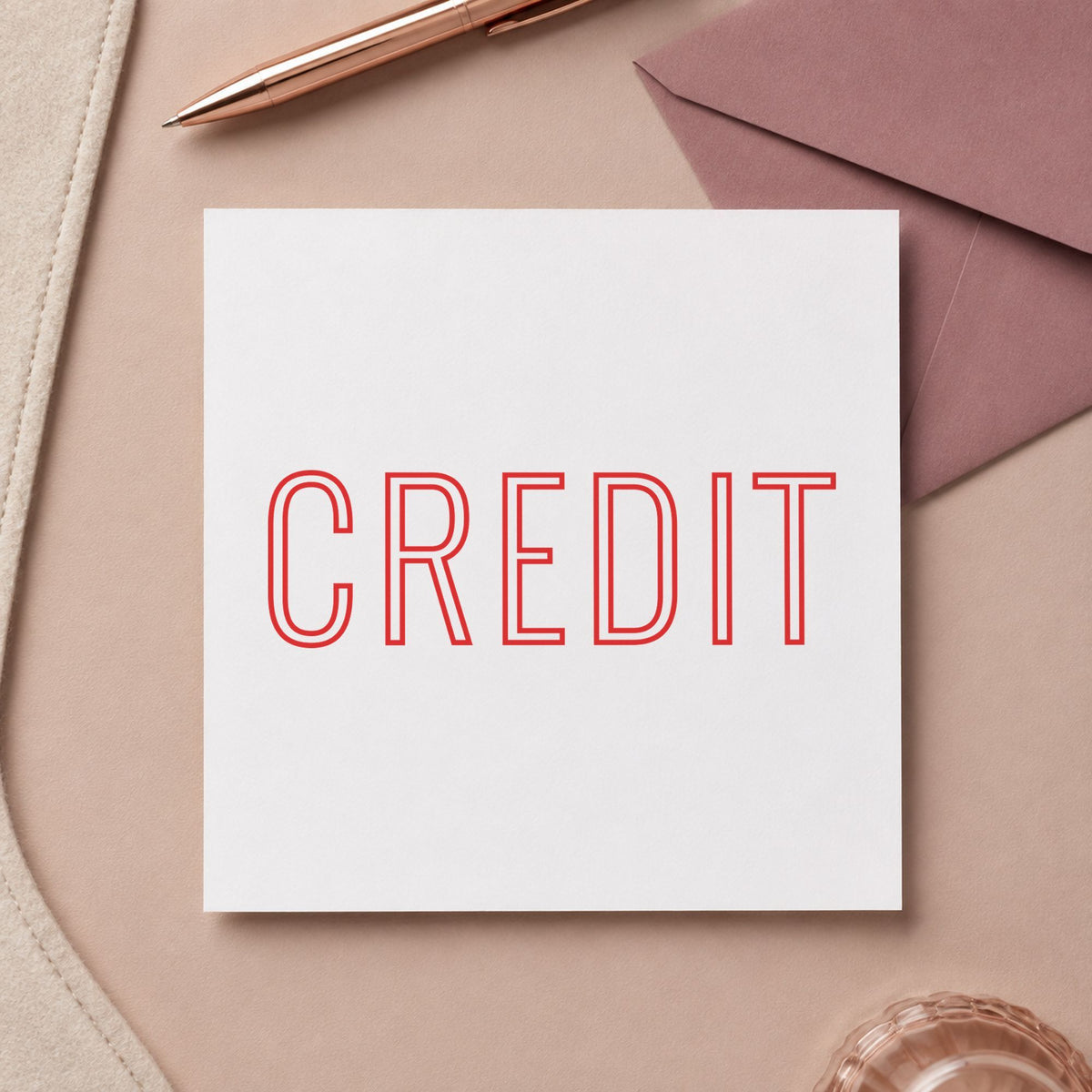 Crisp "Credit" imprint produced by the Xstamper Credit Accounting Stamp
