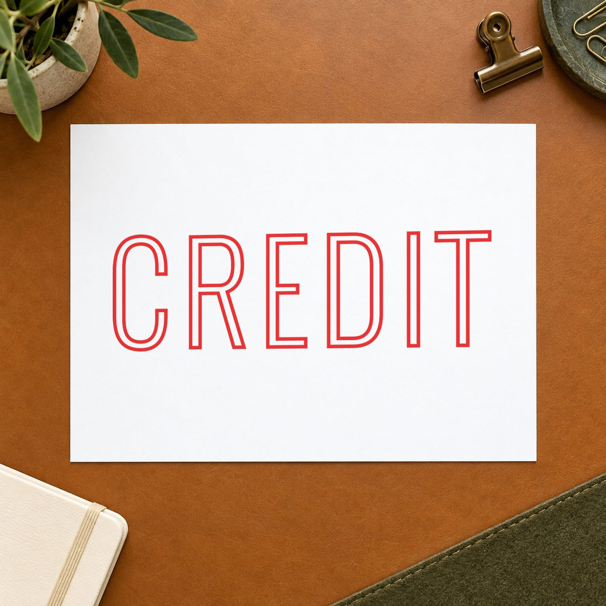 Xstamper Credit Accounting Stamp leaving a clean "Credit" impression