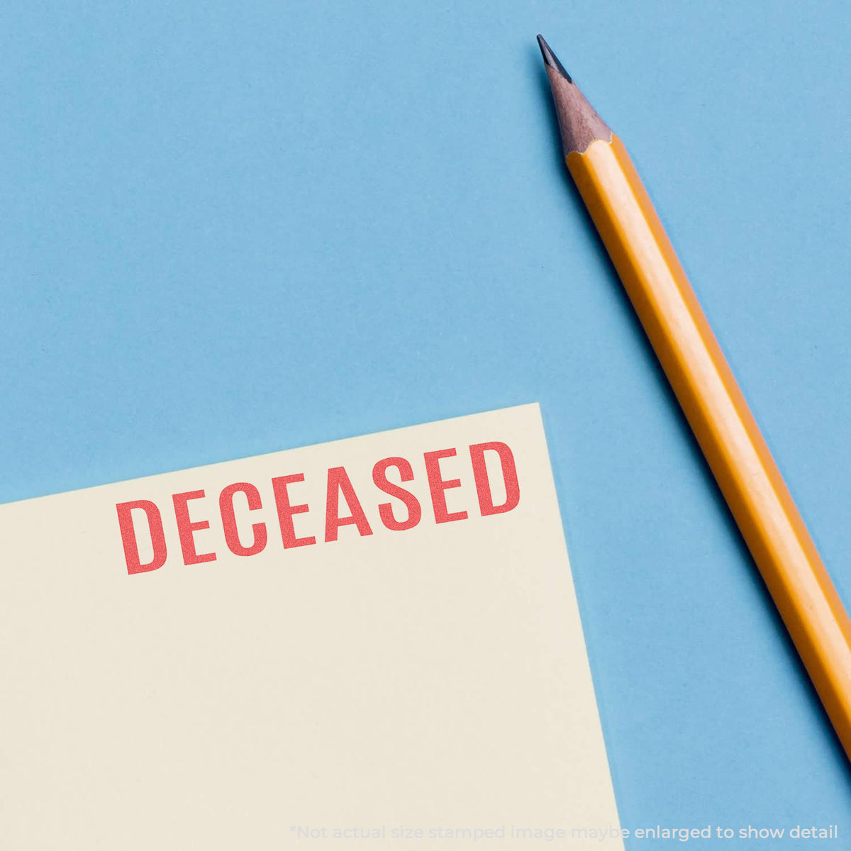 "Deceased" imprint used to flag items for handling, Deceased Record Stamp