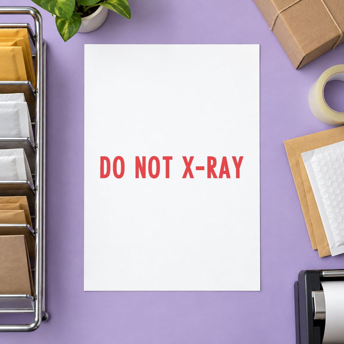 "Do not x-ray" mark added to paperwork with a pre-inked Xstamper stamp