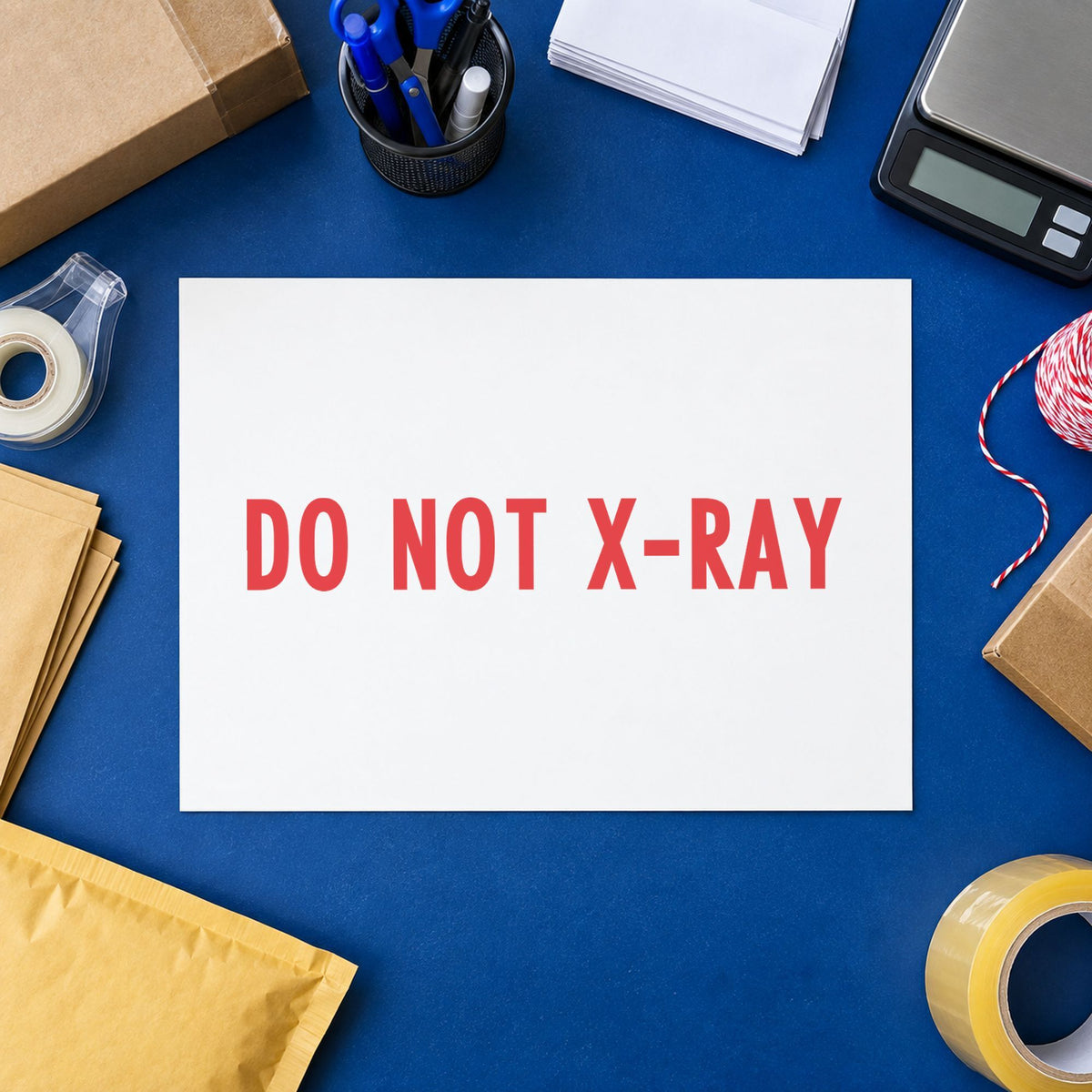 Xstamper Do Not X-Ray Stamp leaving a clean "Do not x-ray" impression