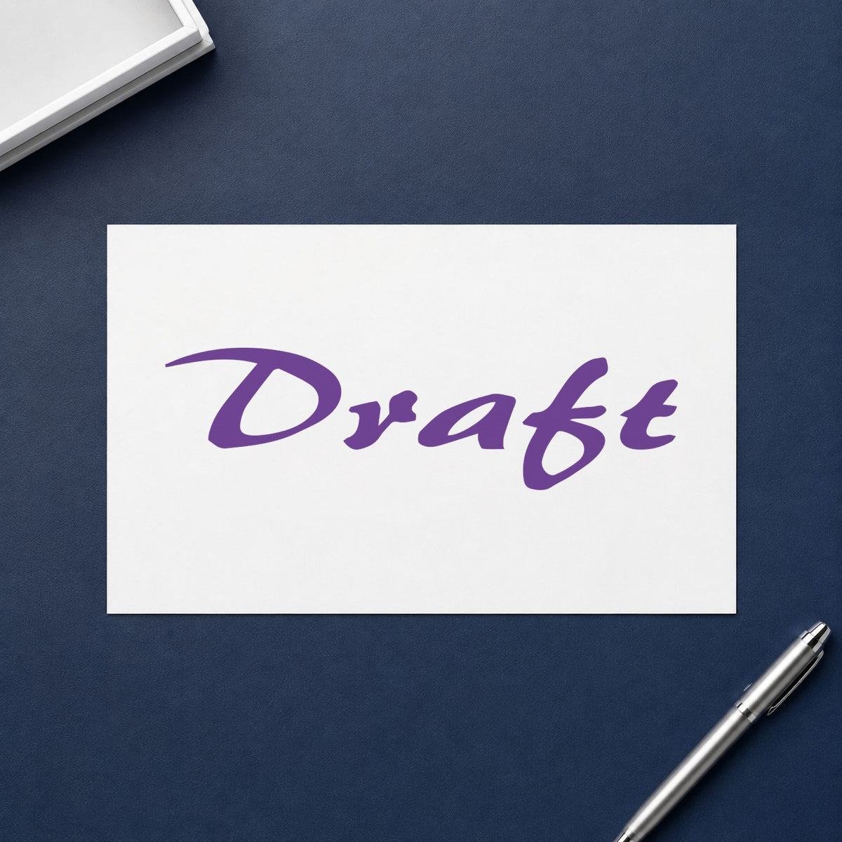 "Draft" imprint stamped on a document with the Purple Draft Review Stamp