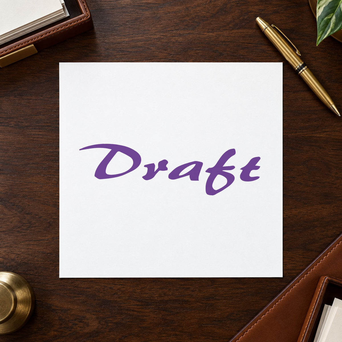 "Draft" imprint at 1/2 x 1-5/8 in, no separate ink pad required