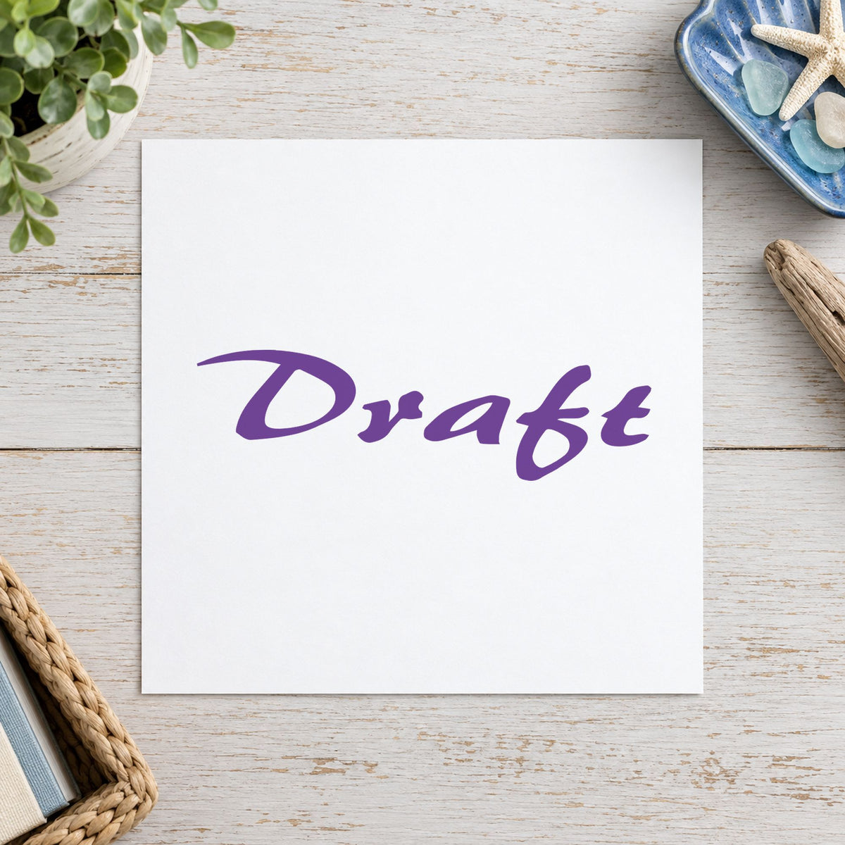 Marking a page "Draft" with the Purple Draft Review Stamp