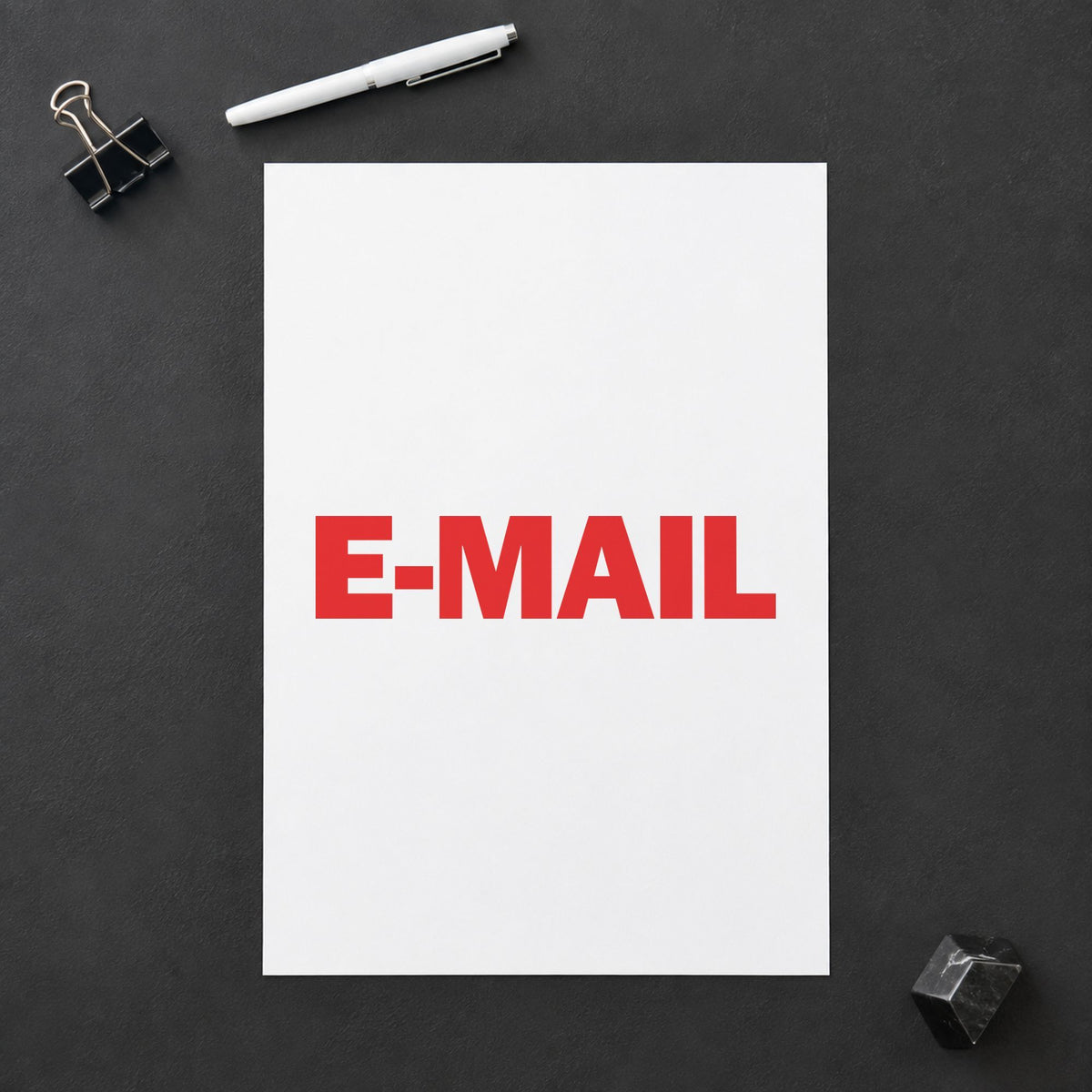 "E-mail" imprint from fixed stock wording, no customization needed