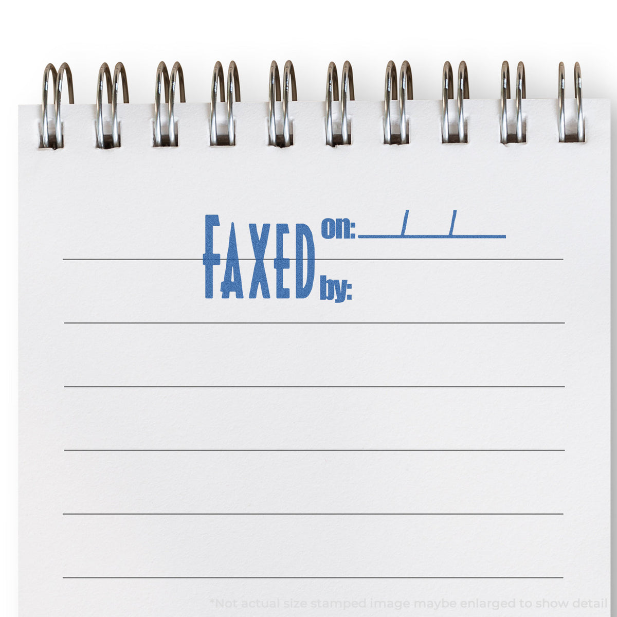 "Faxed on: by:" mark stamped for document handling, Xstamper 1820 stamp