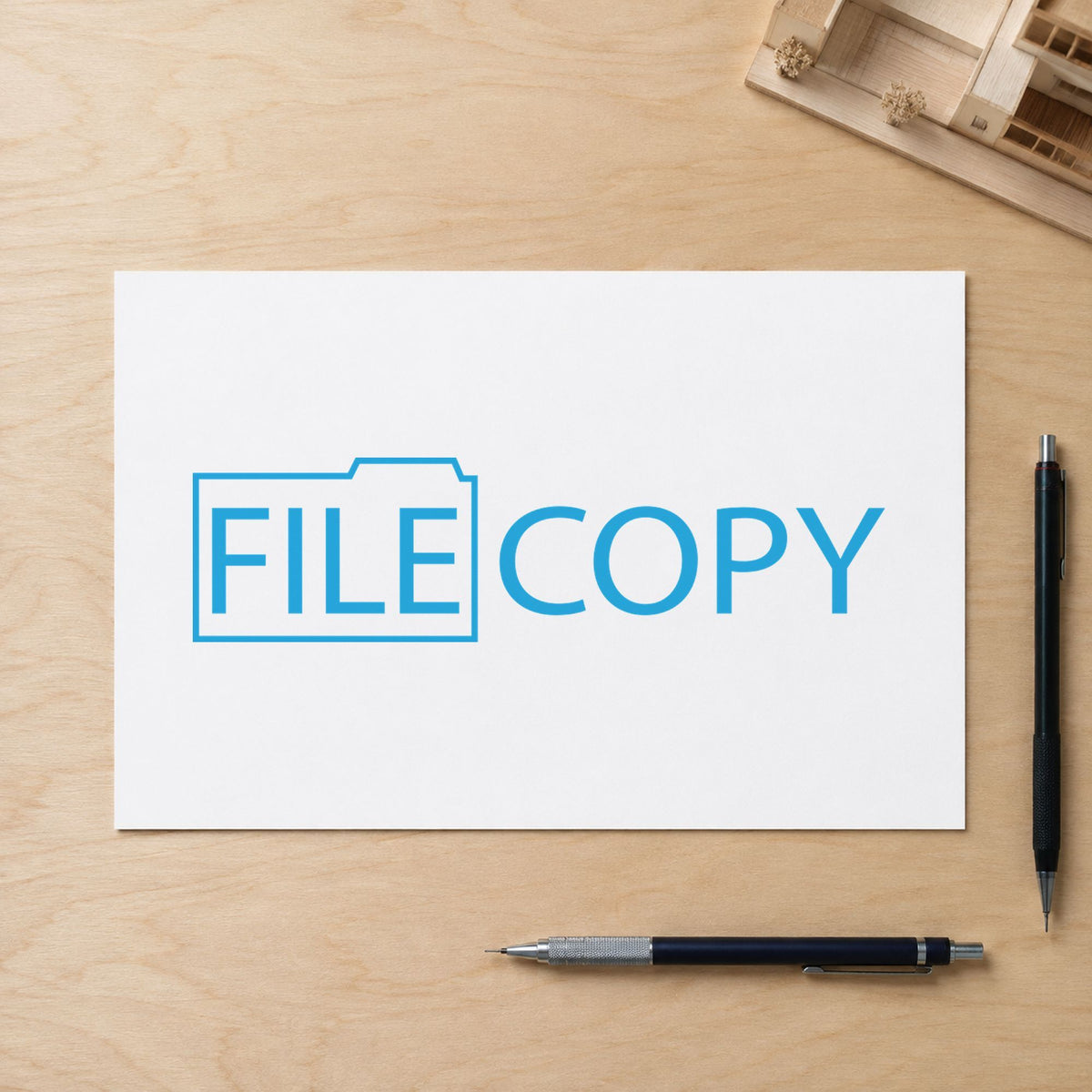 "File copy" impression shown close up, rectangular imprint at 1-5/8 x 1/2 in